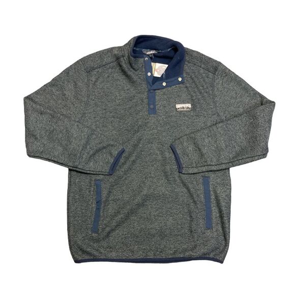 Eddie Bauer Men's Classic Fit Long Sleeve Knit Fleece Sweater - Heather Navy - Picture 1 of 2